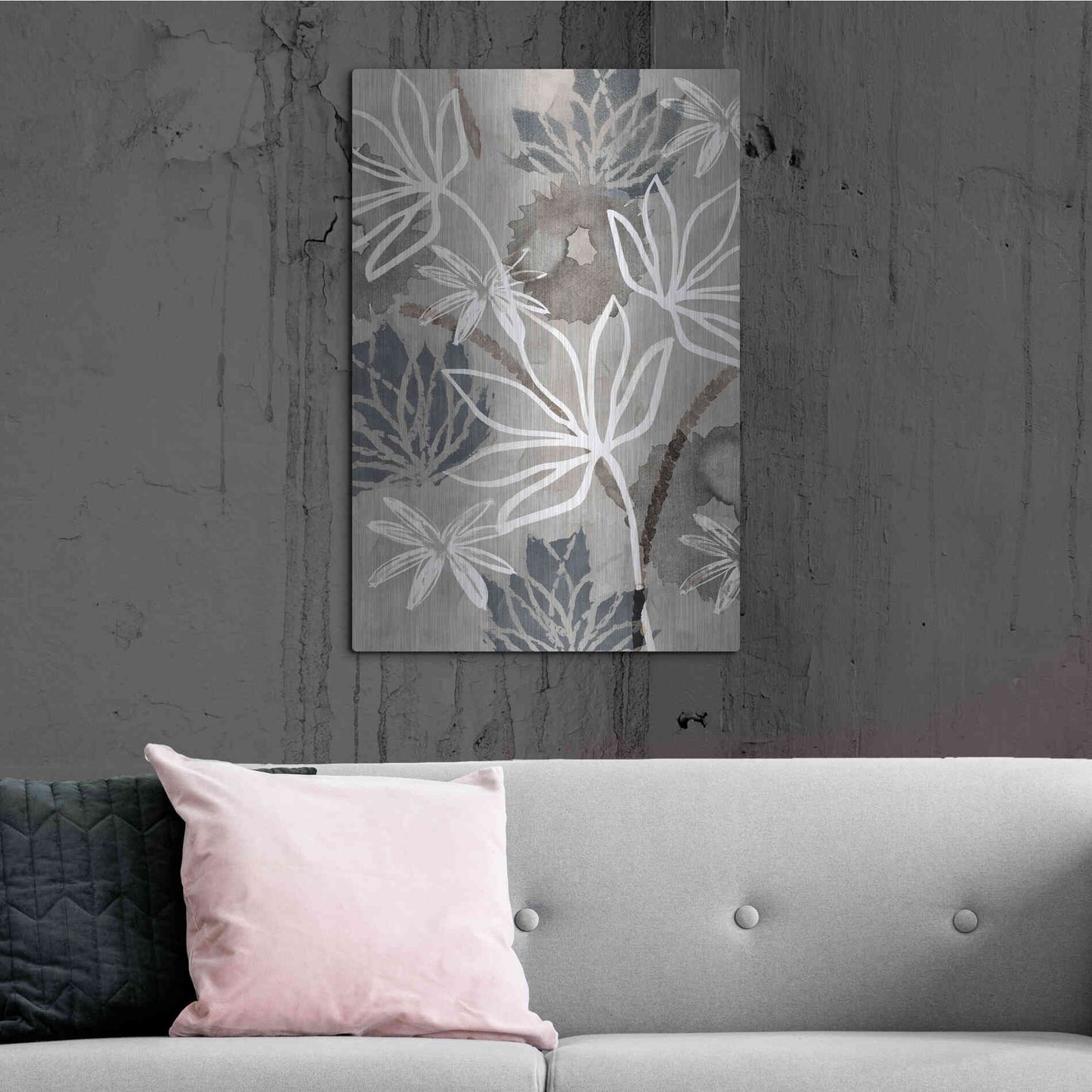 Luxe Metal Art 'Monochrome Flowers IV' by Flora Kouta Metal Wall Art,24x36