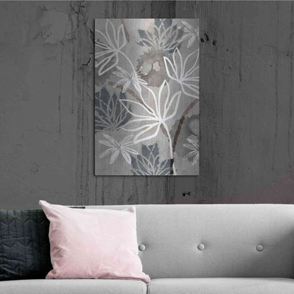 Luxe Metal Art 'Monochrome Flowers IV' by Flora Kouta Metal Wall Art,24x36