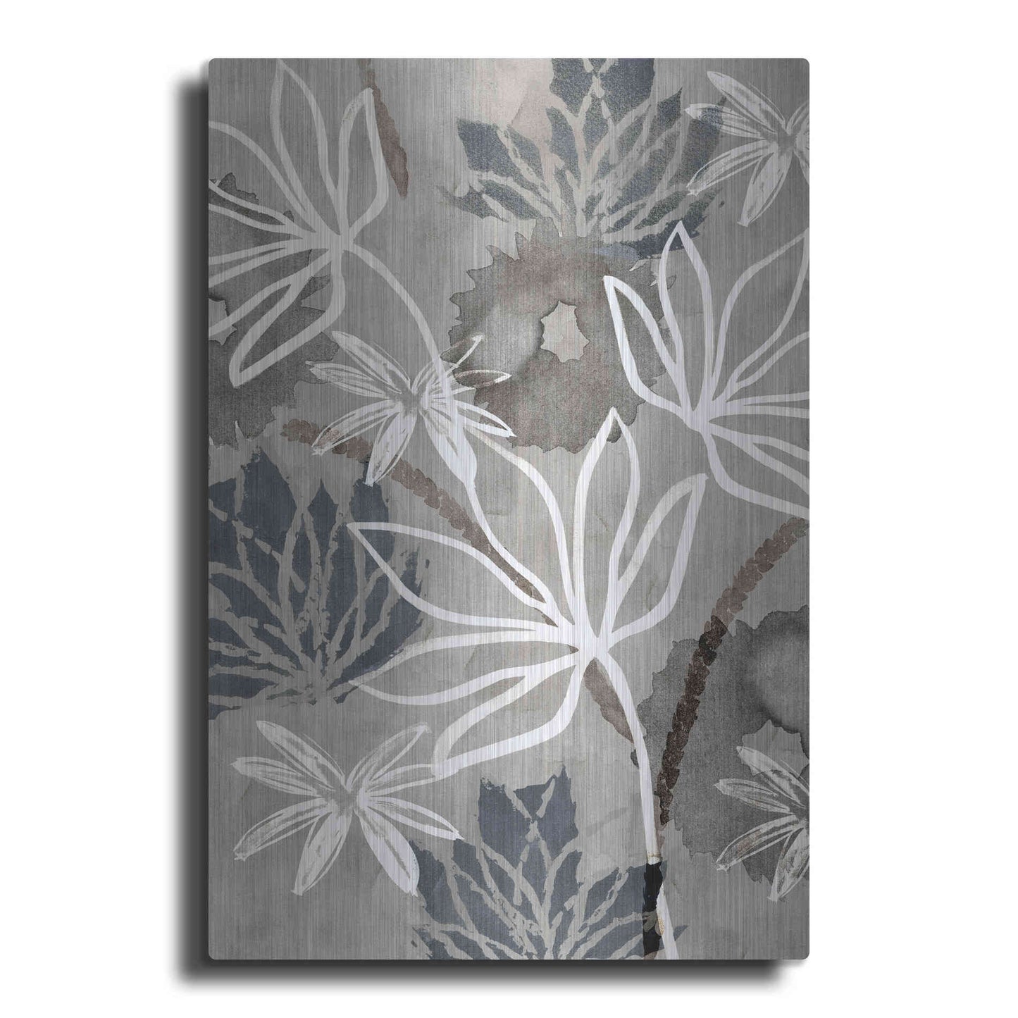 Luxe Metal Art 'Monochrome Flowers IV' by Flora Kouta Metal Wall Art