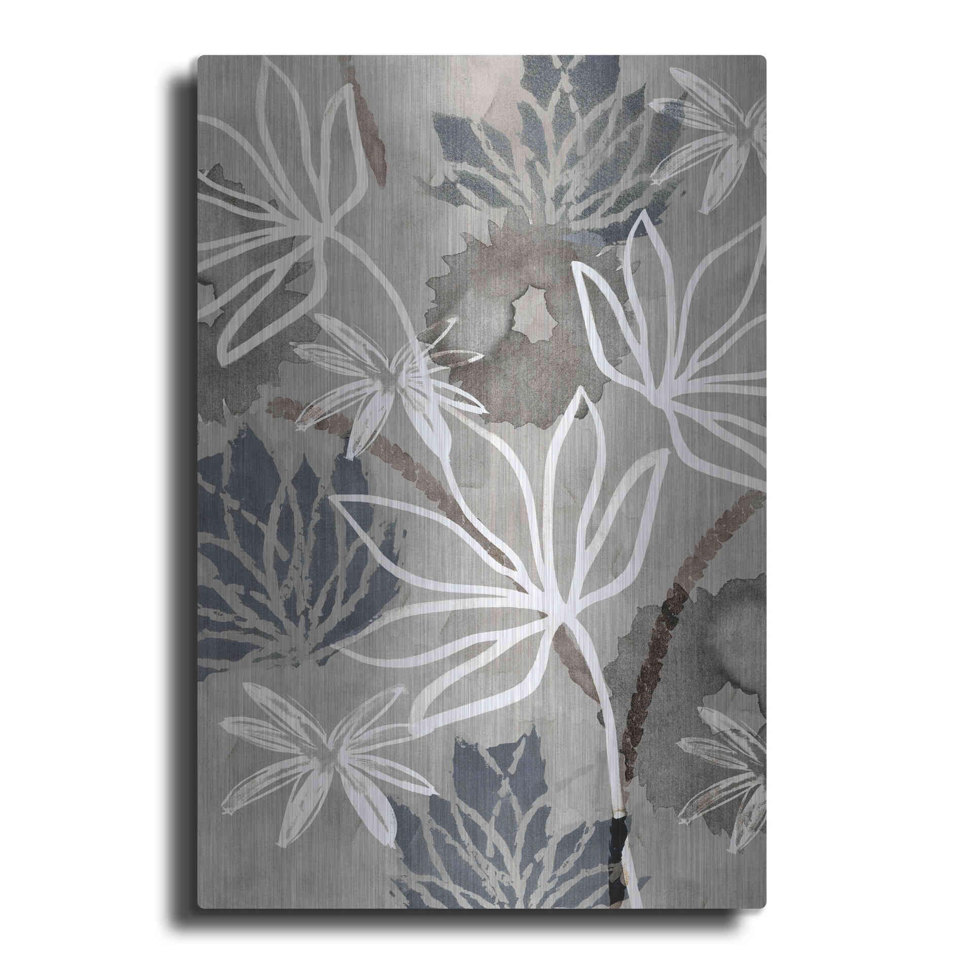 Luxe Metal Art 'Monochrome Flowers IV' by Flora Kouta Metal Wall Art