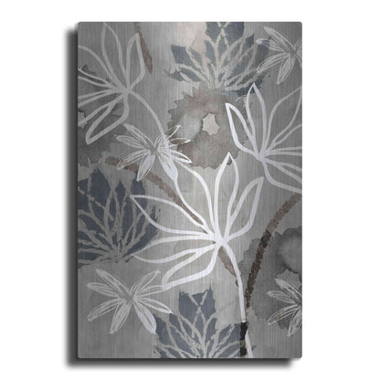 Luxe Metal Art 'Monochrome Flowers IV' by Flora Kouta Metal Wall Art