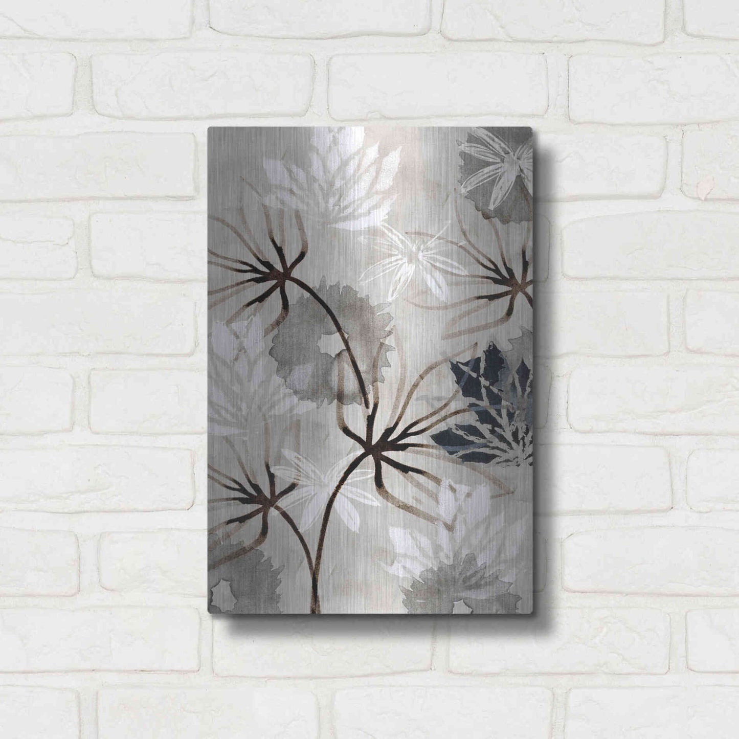 Luxe Metal Art 'Monochrome Flowers V' by Flora Kouta Metal Wall Art,12x16