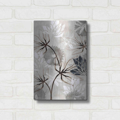 Luxe Metal Art 'Monochrome Flowers V' by Flora Kouta Metal Wall Art,12x16