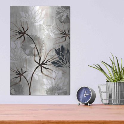Luxe Metal Art 'Monochrome Flowers V' by Flora Kouta Metal Wall Art,12x16