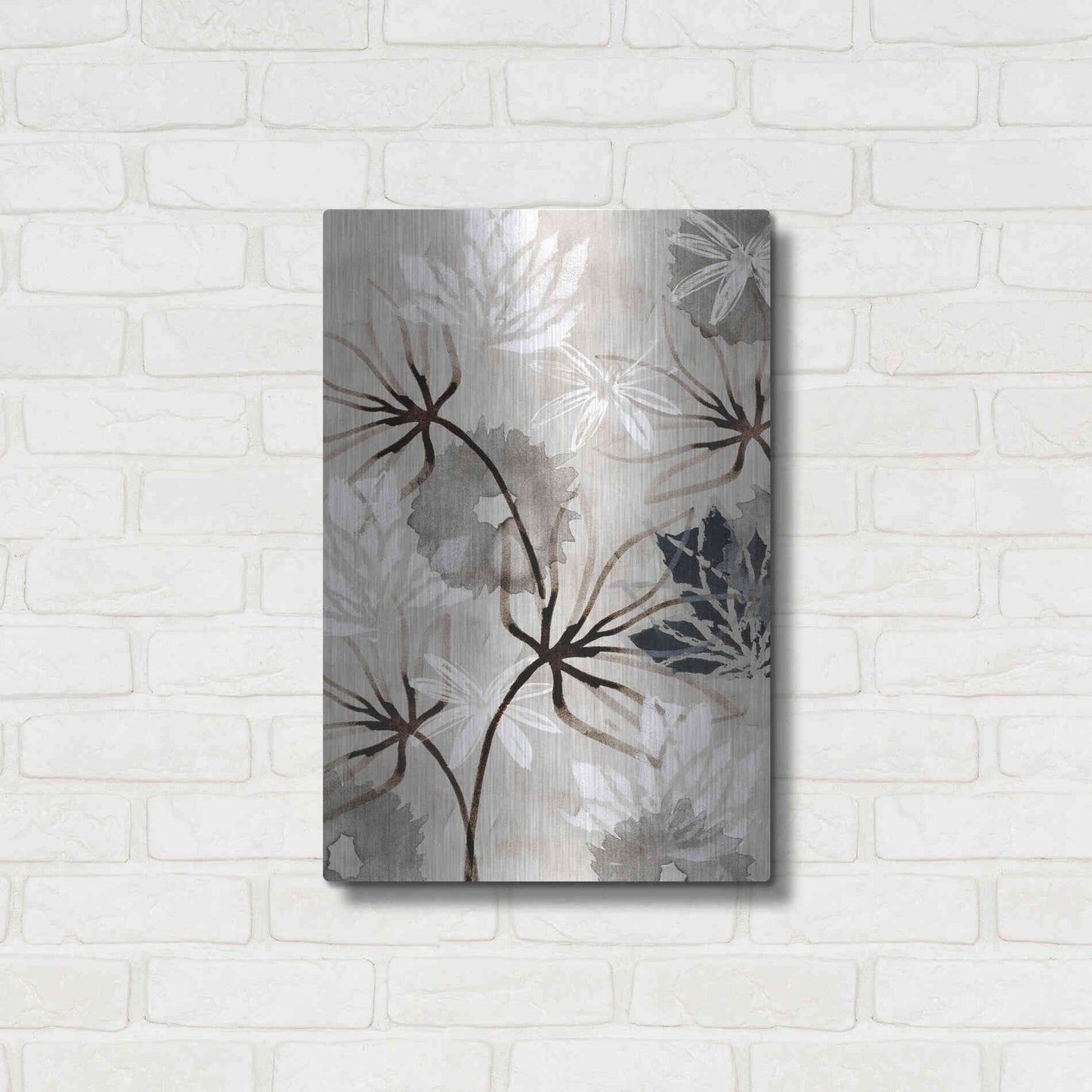 Luxe Metal Art 'Monochrome Flowers V' by Flora Kouta Metal Wall Art,16x24
