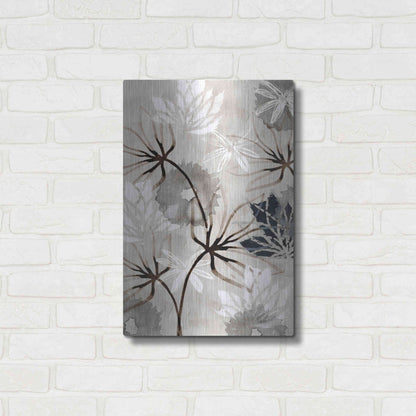 Luxe Metal Art 'Monochrome Flowers V' by Flora Kouta Metal Wall Art,16x24