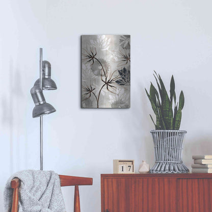 Luxe Metal Art 'Monochrome Flowers V' by Flora Kouta Metal Wall Art,16x24