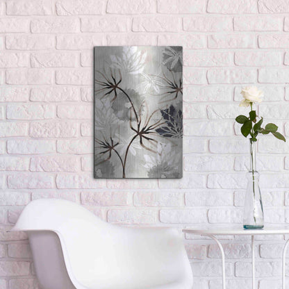 Luxe Metal Art 'Monochrome Flowers V' by Flora Kouta Metal Wall Art,16x24