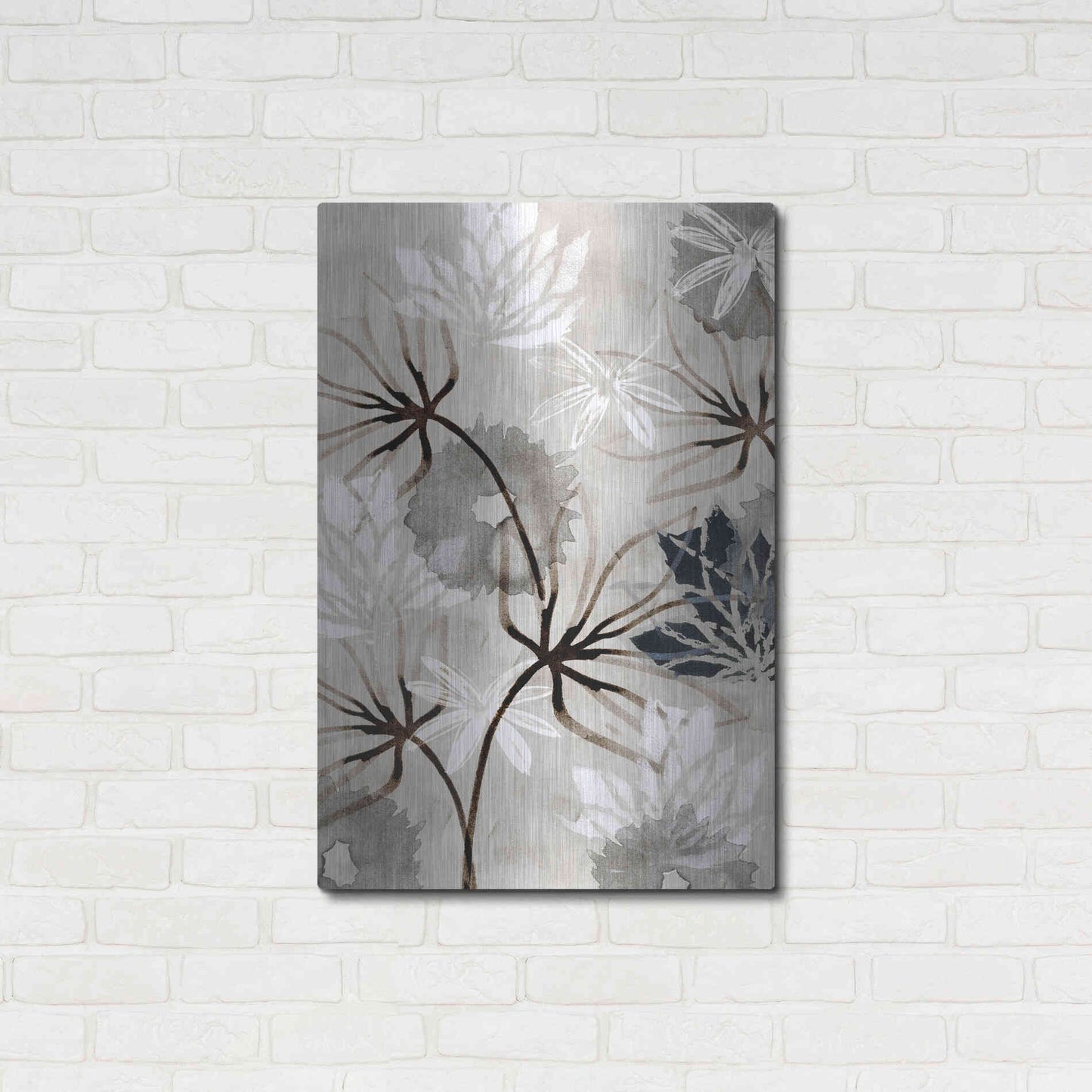 Luxe Metal Art 'Monochrome Flowers V' by Flora Kouta Metal Wall Art,24x36