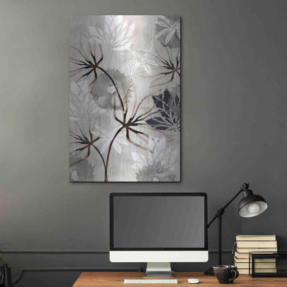 Luxe Metal Art 'Monochrome Flowers V' by Flora Kouta Metal Wall Art,24x36