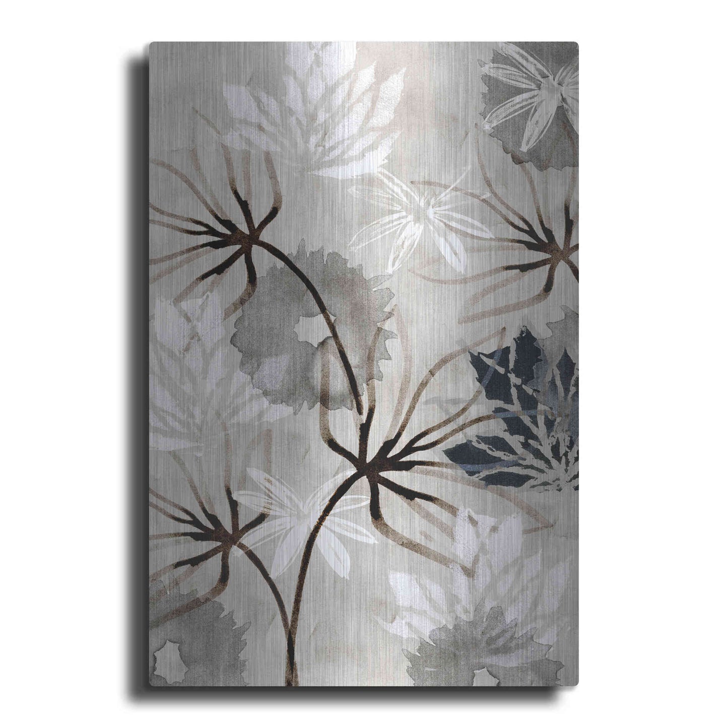 Luxe Metal Art 'Monochrome Flowers V' by Flora Kouta Metal Wall Art