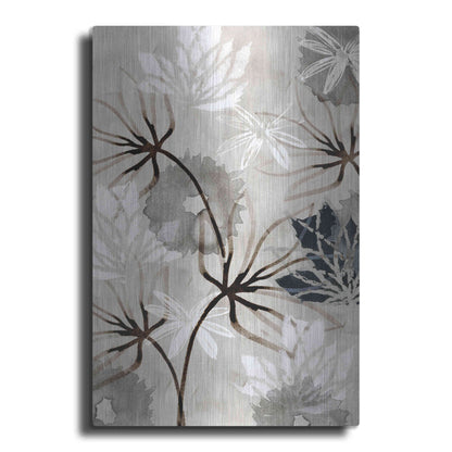 Luxe Metal Art 'Monochrome Flowers V' by Flora Kouta Metal Wall Art