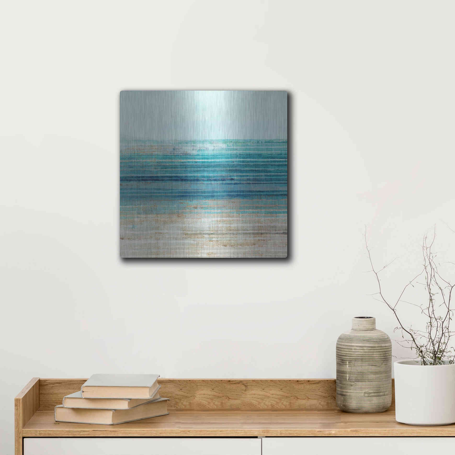 Luxe Metal Art 'Ocean Daydream I' by Flora Kouta Metal Wall Art,12x12