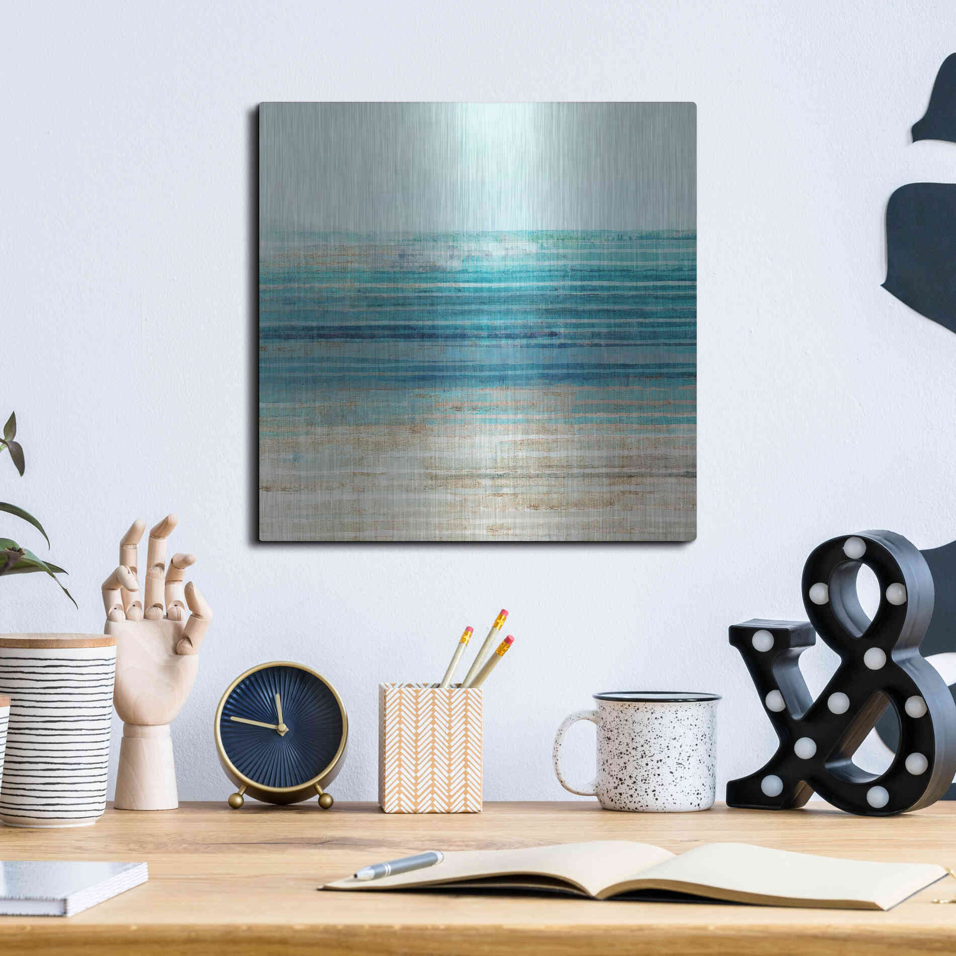 Luxe Metal Art 'Ocean Daydream I' by Flora Kouta Metal Wall Art,12x12