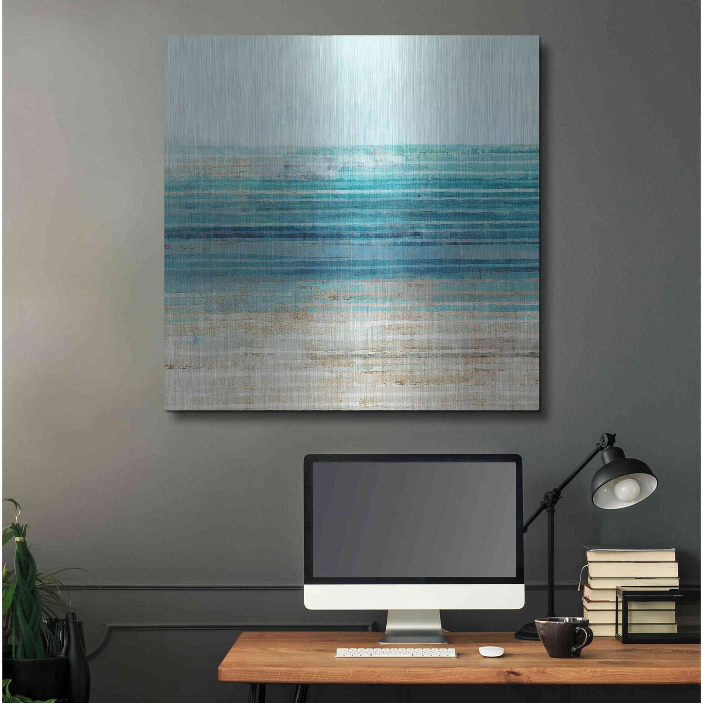Luxe Metal Art 'Ocean Daydream I' by Flora Kouta Metal Wall Art,36x36