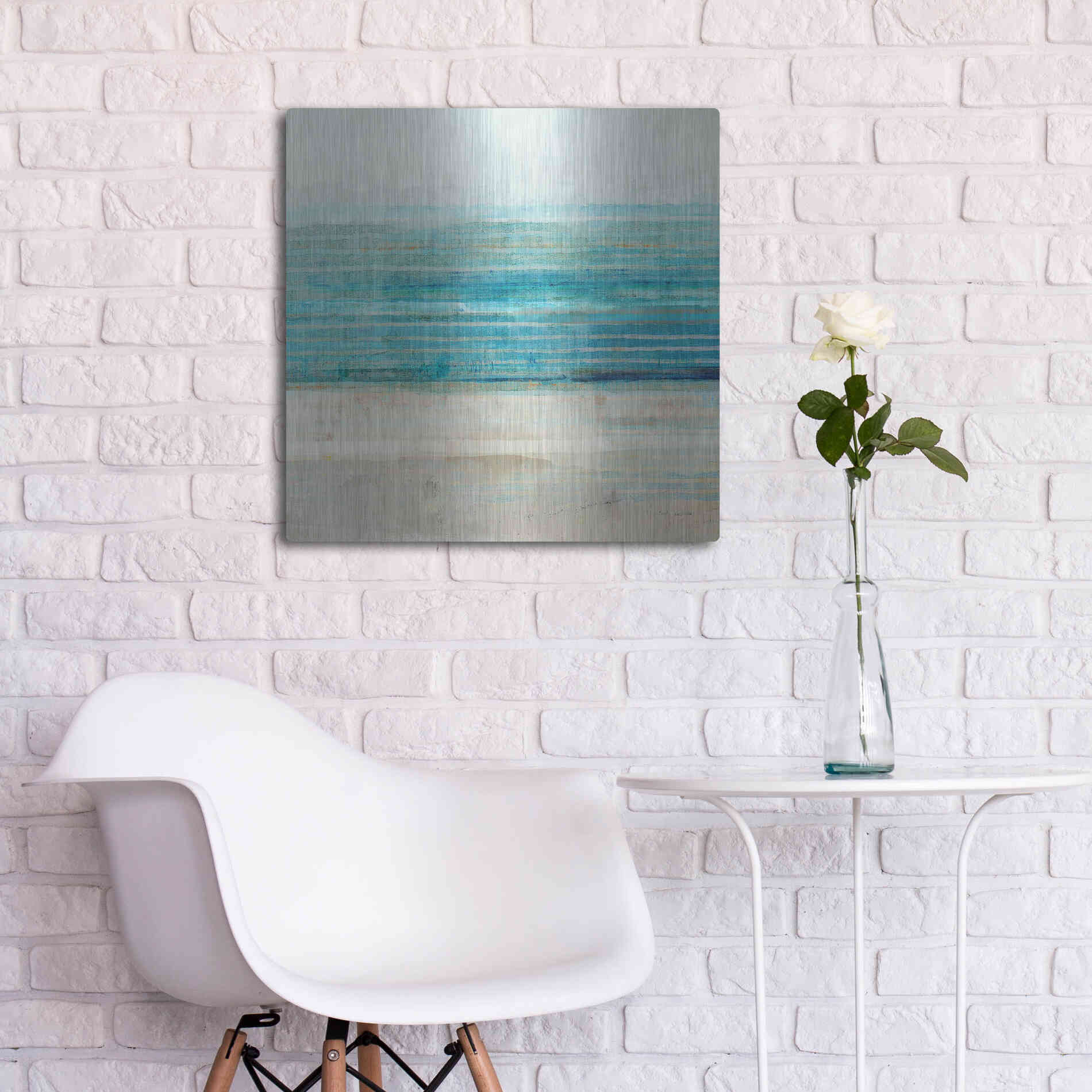 Luxe Metal Art 'Ocean Daydream III' by Flora Kouta Metal Wall Art,24x24