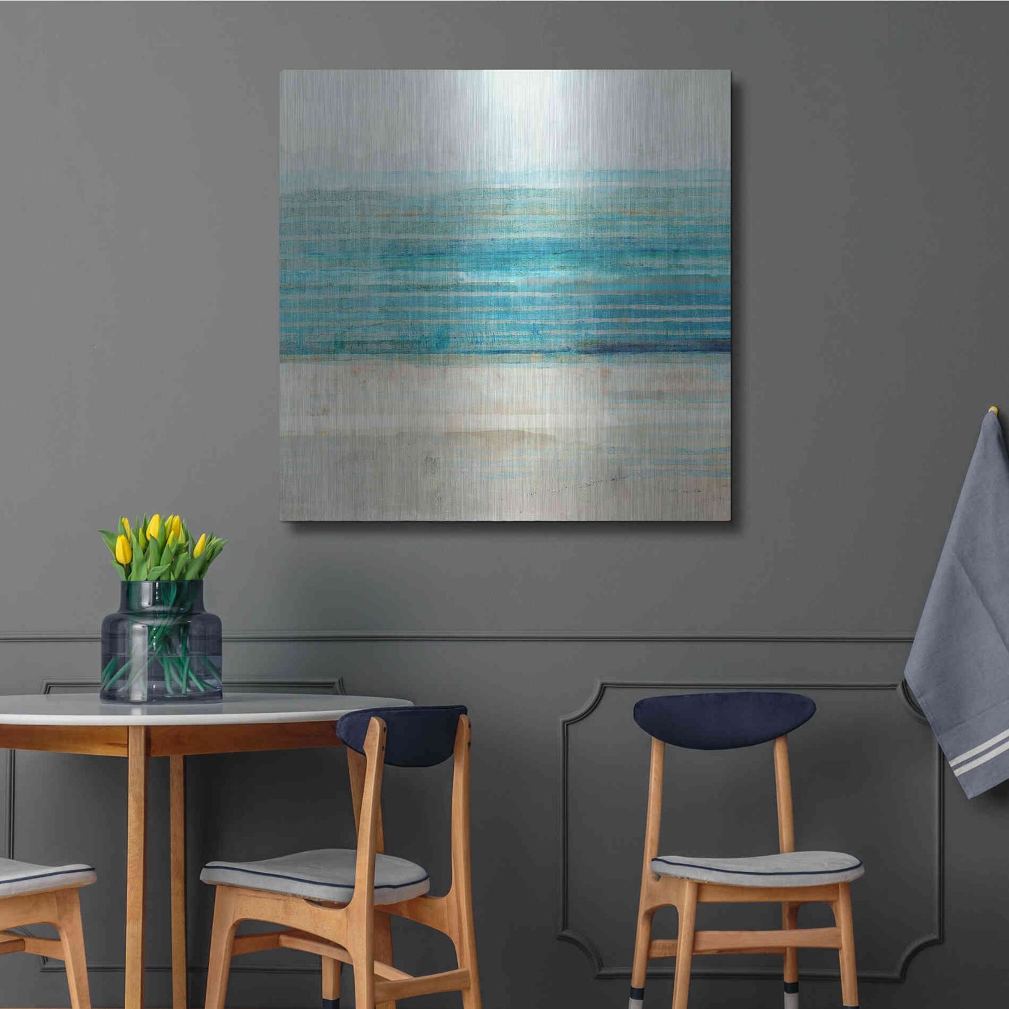 Luxe Metal Art 'Ocean Daydream III' by Flora Kouta Metal Wall Art,36x36