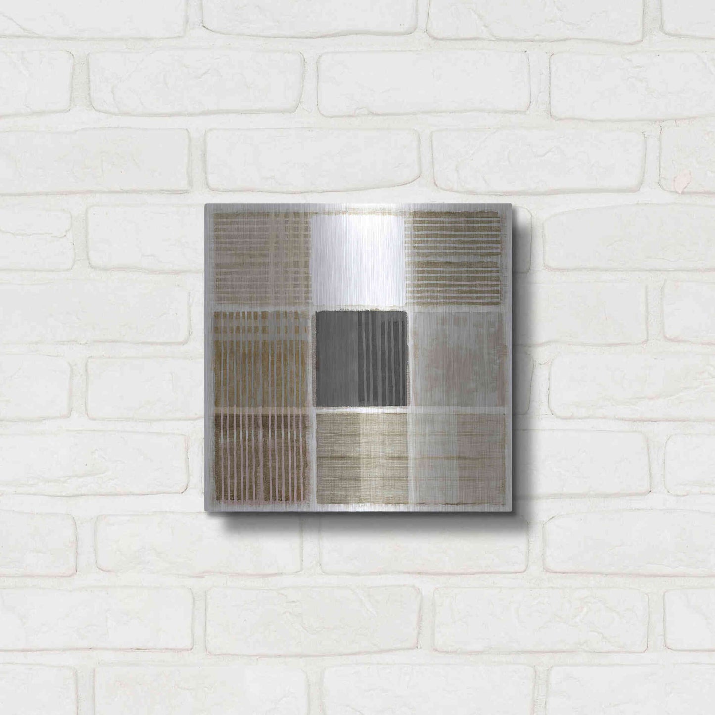 Luxe Metal Art 'Natural Patchwork I' by Flora Kouta Metal Wall Art,12x12