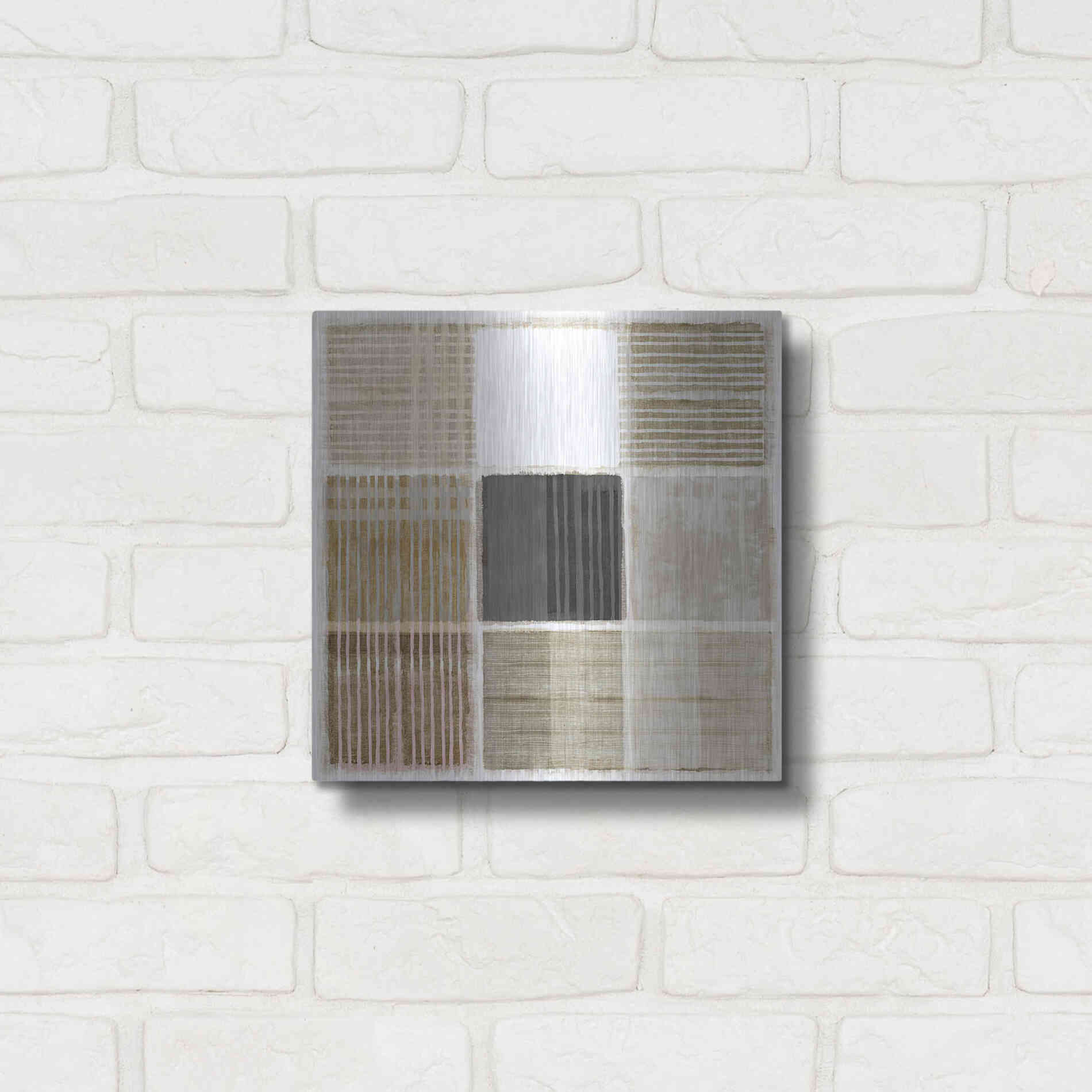Luxe Metal Art 'Natural Patchwork I' by Flora Kouta Metal Wall Art,12x12