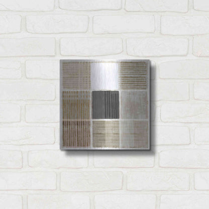 Luxe Metal Art 'Natural Patchwork I' by Flora Kouta Metal Wall Art,12x12