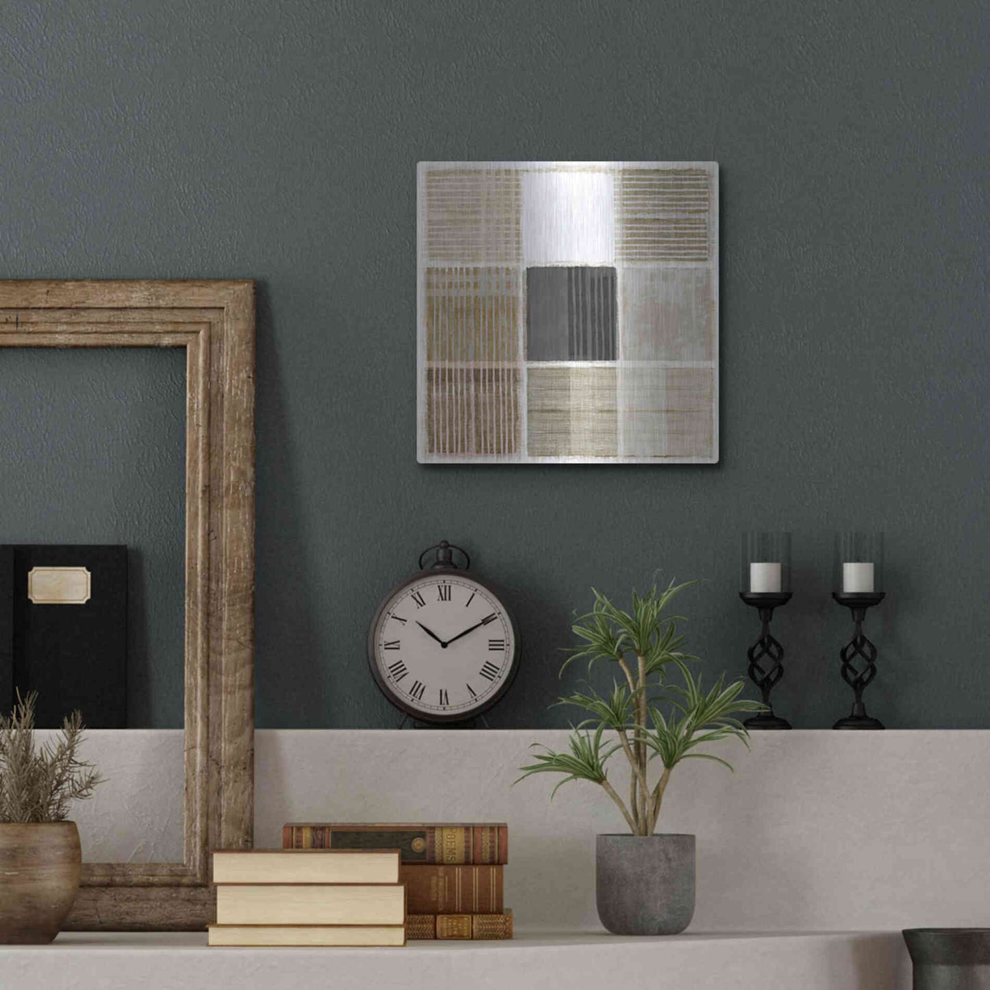 Luxe Metal Art 'Natural Patchwork I' by Flora Kouta Metal Wall Art,12x12