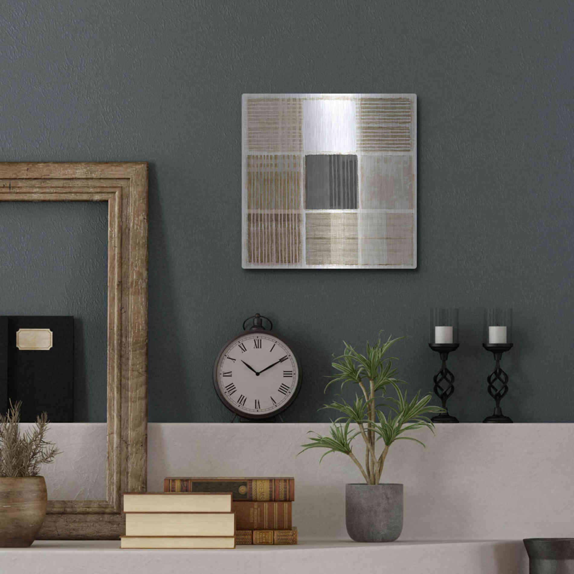 Luxe Metal Art 'Natural Patchwork I' by Flora Kouta Metal Wall Art,12x12