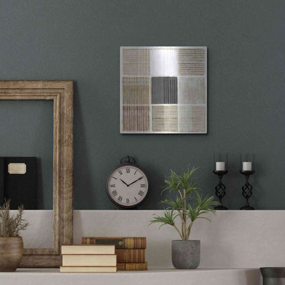 Luxe Metal Art 'Natural Patchwork I' by Flora Kouta Metal Wall Art,12x12