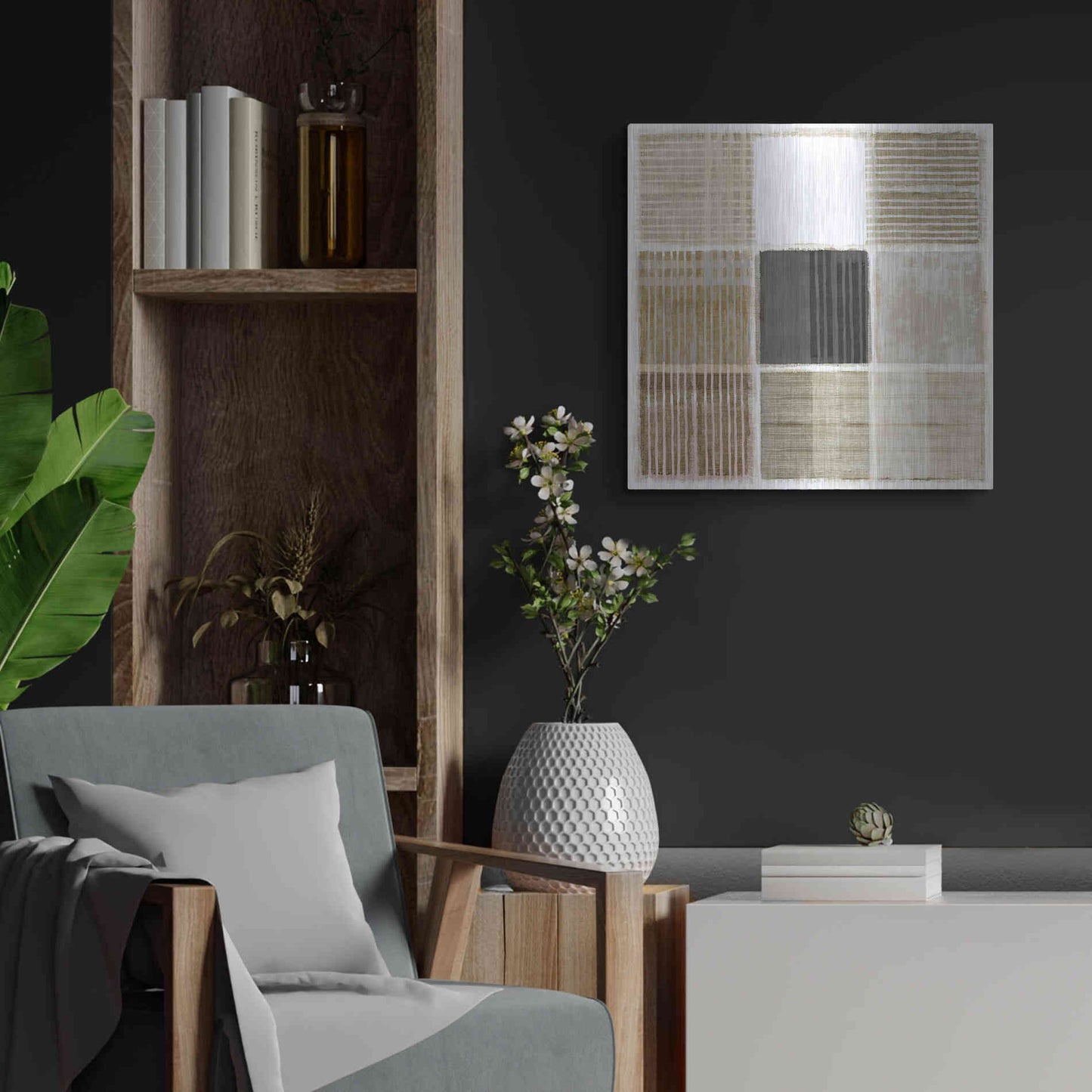 Luxe Metal Art 'Natural Patchwork I' by Flora Kouta Metal Wall Art,24x24