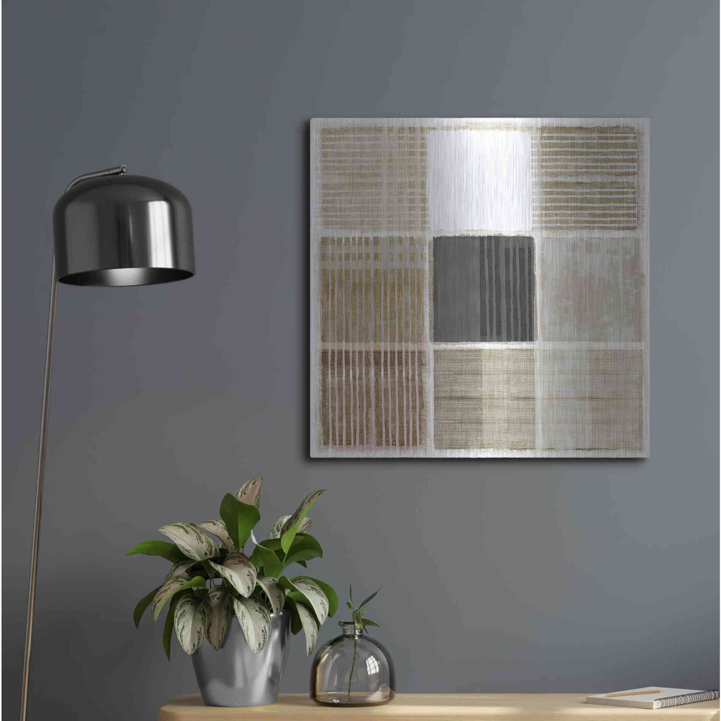 Luxe Metal Art 'Natural Patchwork I' by Flora Kouta Metal Wall Art,24x24