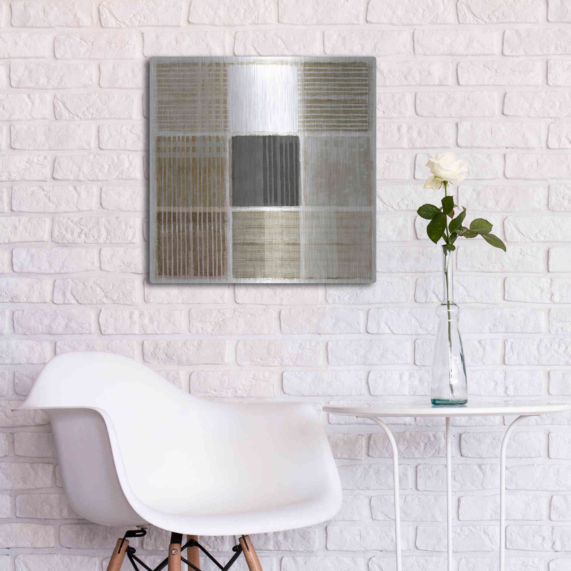 Luxe Metal Art 'Natural Patchwork I' by Flora Kouta Metal Wall Art,24x24
