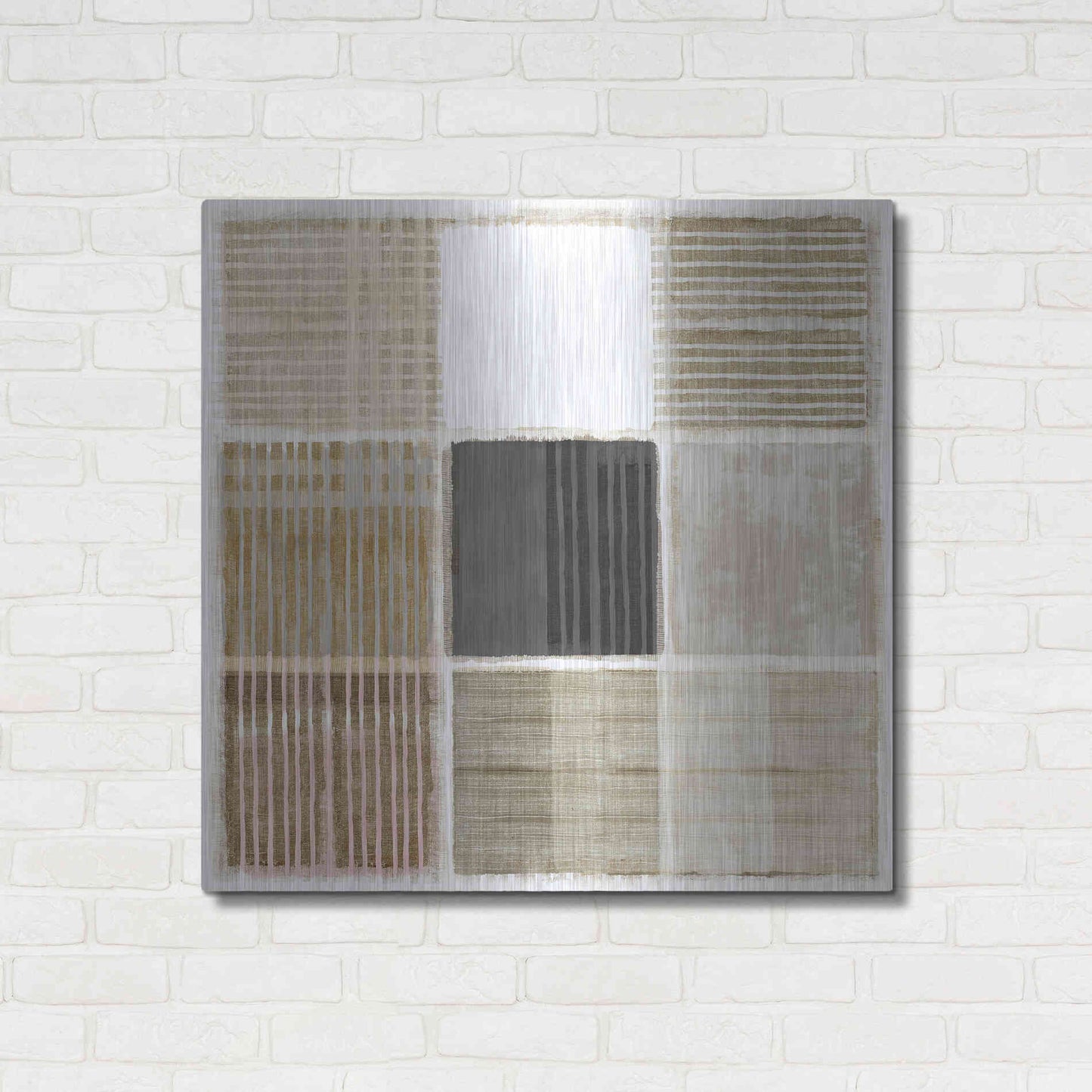 Luxe Metal Art 'Natural Patchwork I' by Flora Kouta Metal Wall Art,36x36