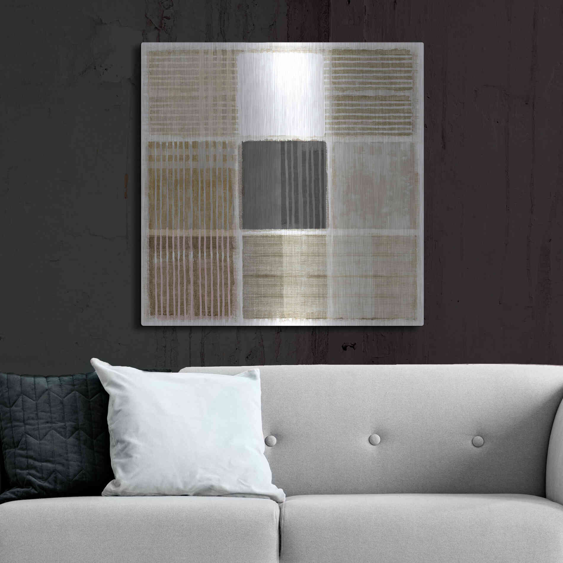 Luxe Metal Art 'Natural Patchwork I' by Flora Kouta Metal Wall Art,36x36