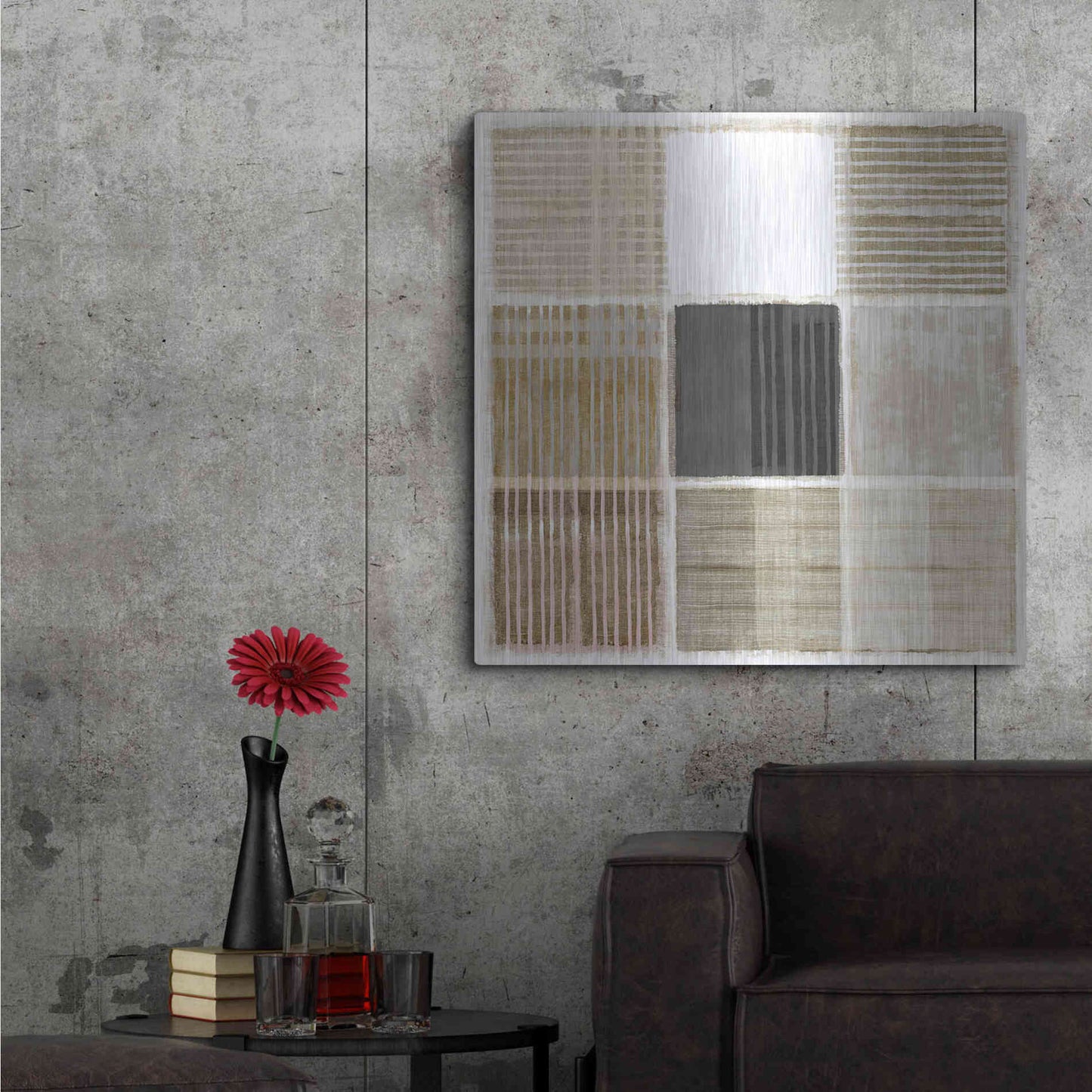 Luxe Metal Art 'Natural Patchwork I' by Flora Kouta Metal Wall Art,36x36