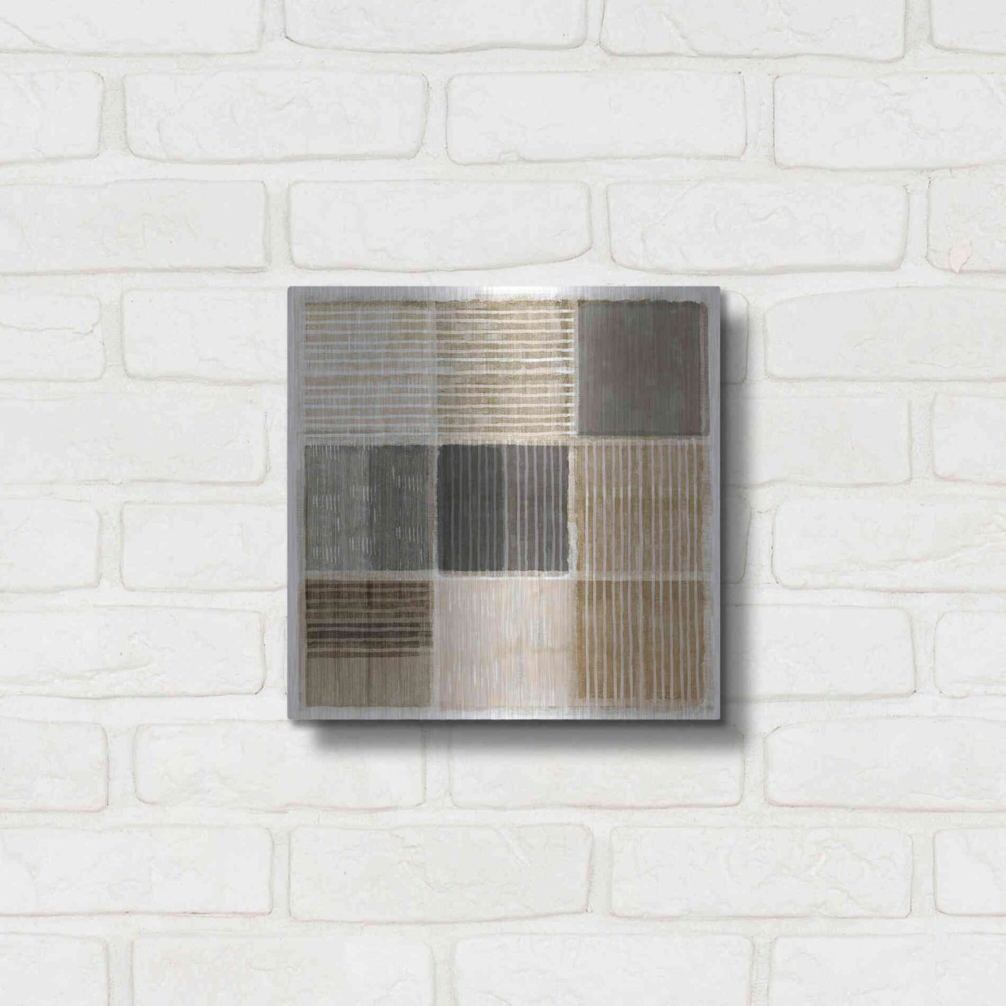 Luxe Metal Art 'Natural Patchwork II' by Flora Kouta Metal Wall Art,12x12