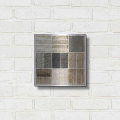 Luxe Metal Art 'Natural Patchwork II' by Flora Kouta Metal Wall Art,12x12