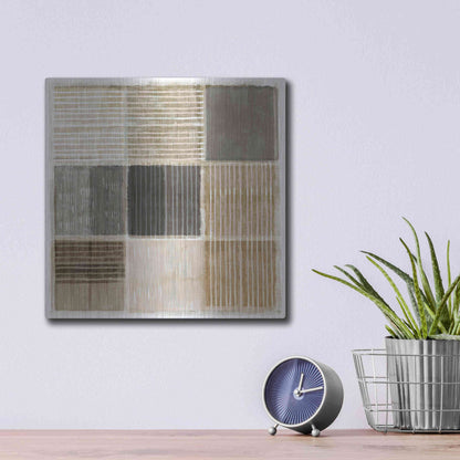 Luxe Metal Art 'Natural Patchwork II' by Flora Kouta Metal Wall Art,12x12