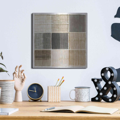 Luxe Metal Art 'Natural Patchwork II' by Flora Kouta Metal Wall Art,12x12