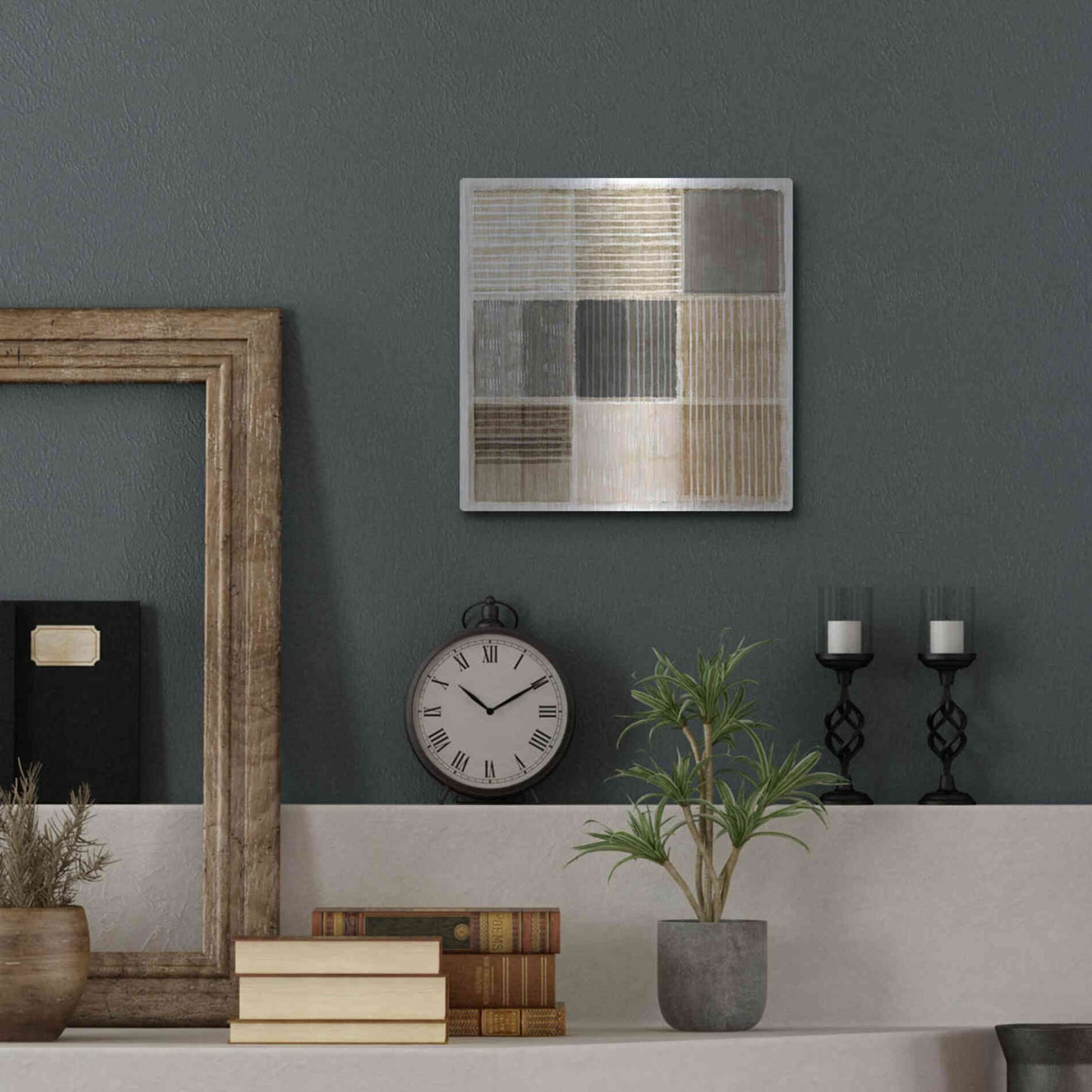 Luxe Metal Art 'Natural Patchwork II' by Flora Kouta Metal Wall Art,12x12