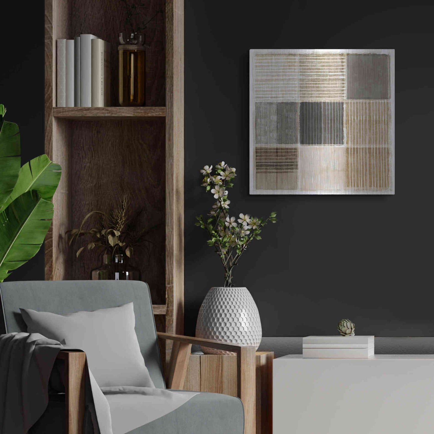 Luxe Metal Art 'Natural Patchwork II' by Flora Kouta Metal Wall Art,24x24