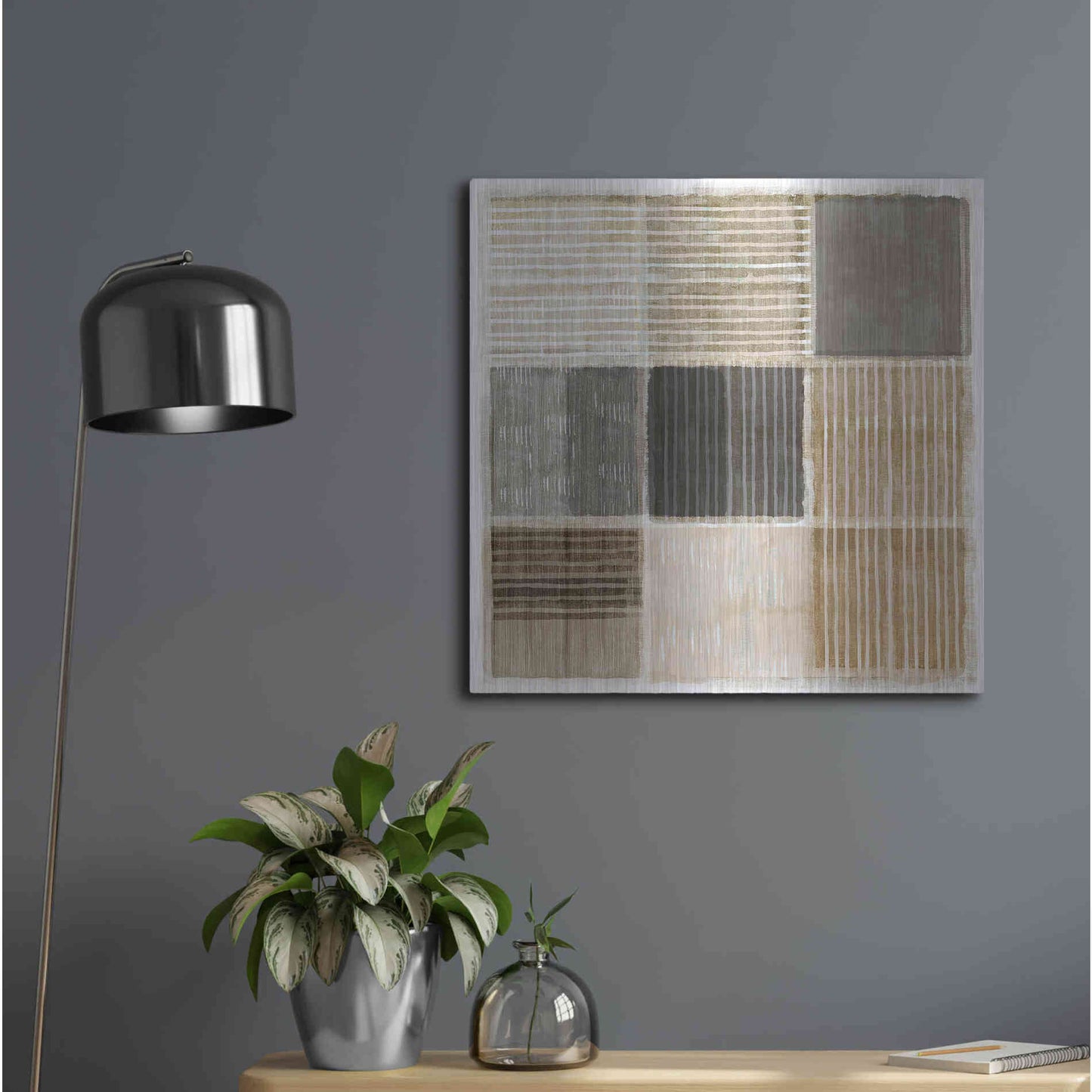 Luxe Metal Art 'Natural Patchwork II' by Flora Kouta Metal Wall Art,24x24