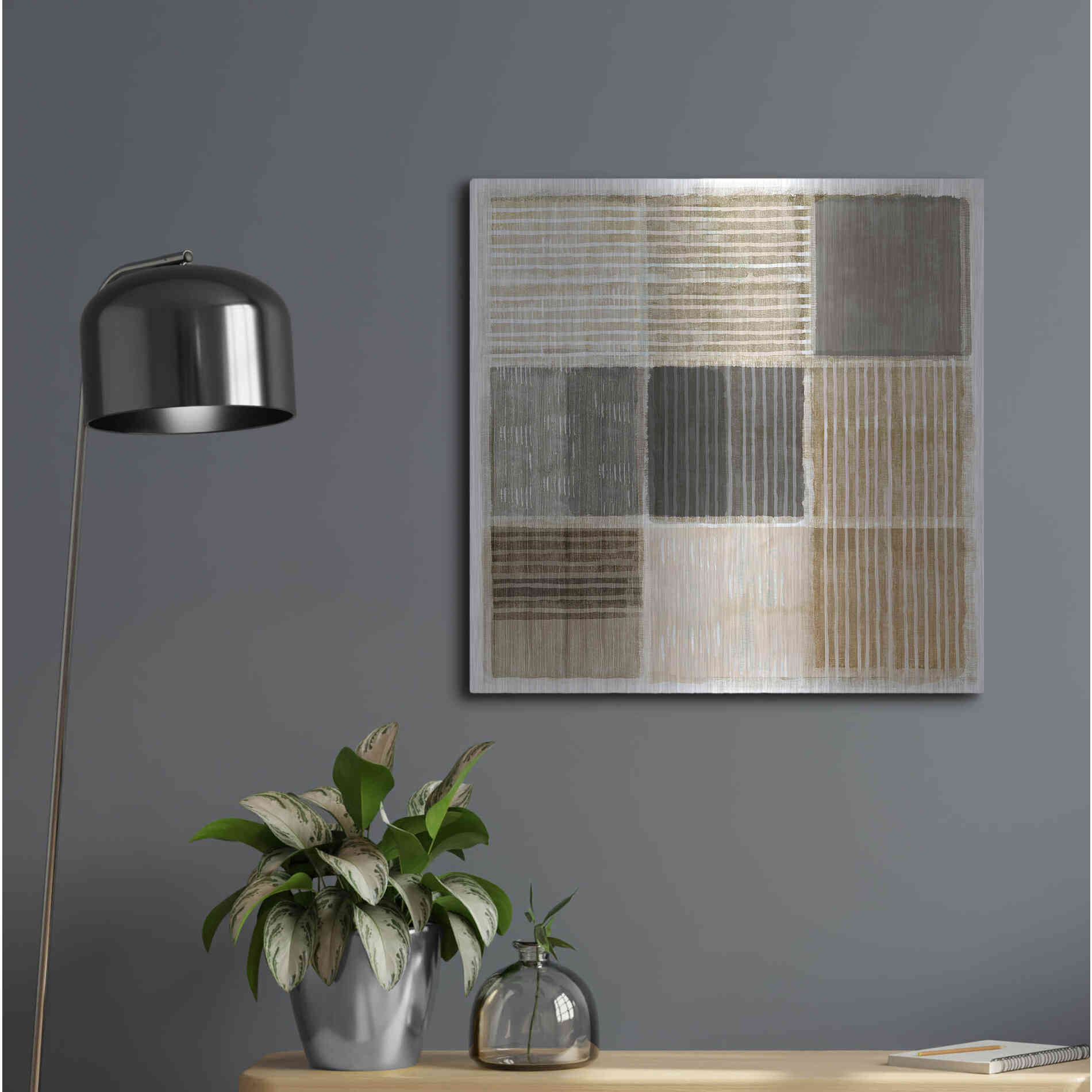 Luxe Metal Art 'Natural Patchwork II' by Flora Kouta Metal Wall Art,24x24