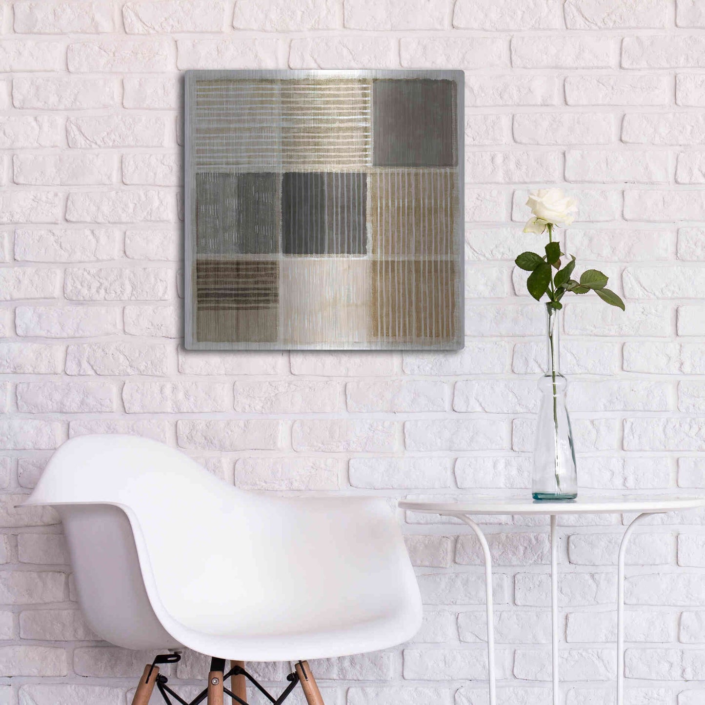 Luxe Metal Art 'Natural Patchwork II' by Flora Kouta Metal Wall Art,24x24