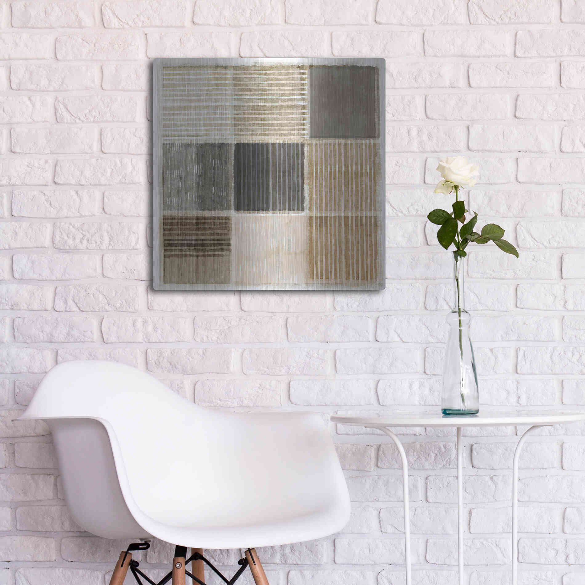 Luxe Metal Art 'Natural Patchwork II' by Flora Kouta Metal Wall Art,24x24