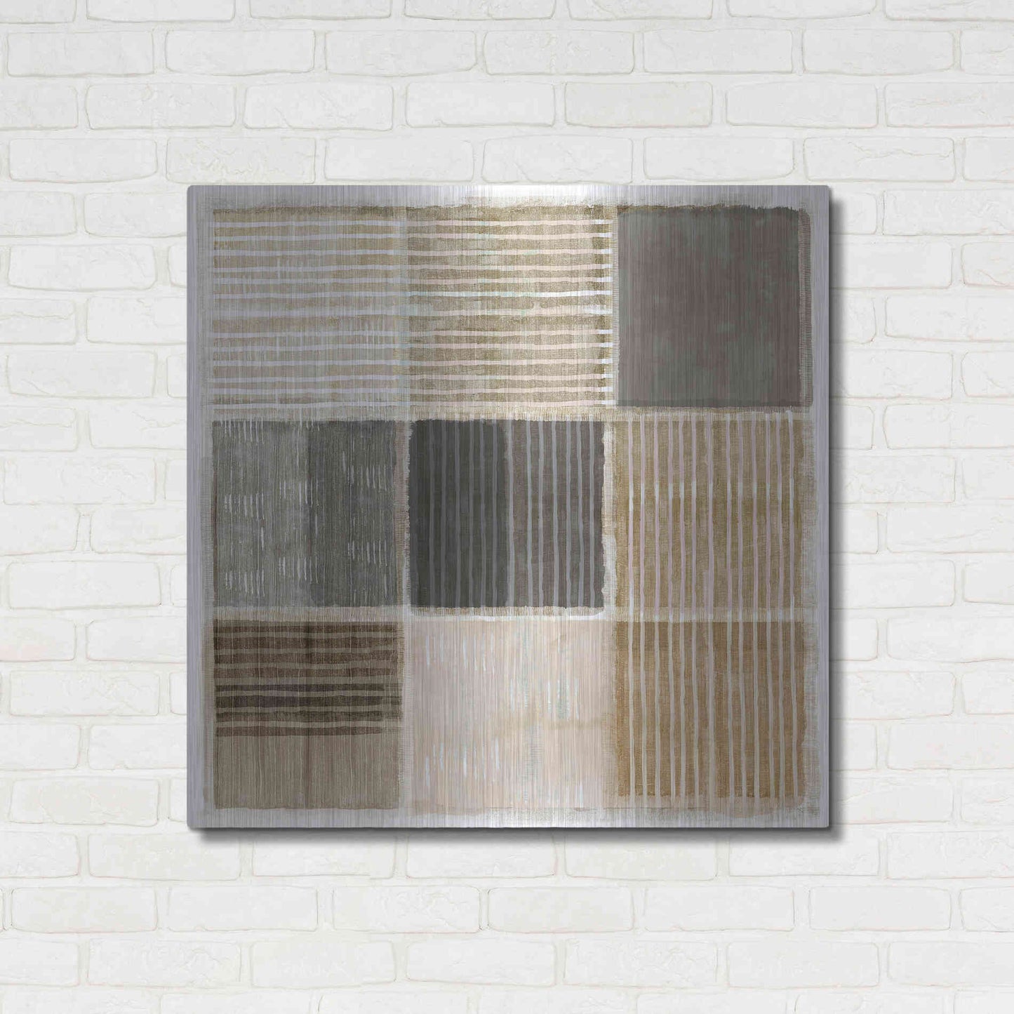 Luxe Metal Art 'Natural Patchwork II' by Flora Kouta Metal Wall Art,36x36