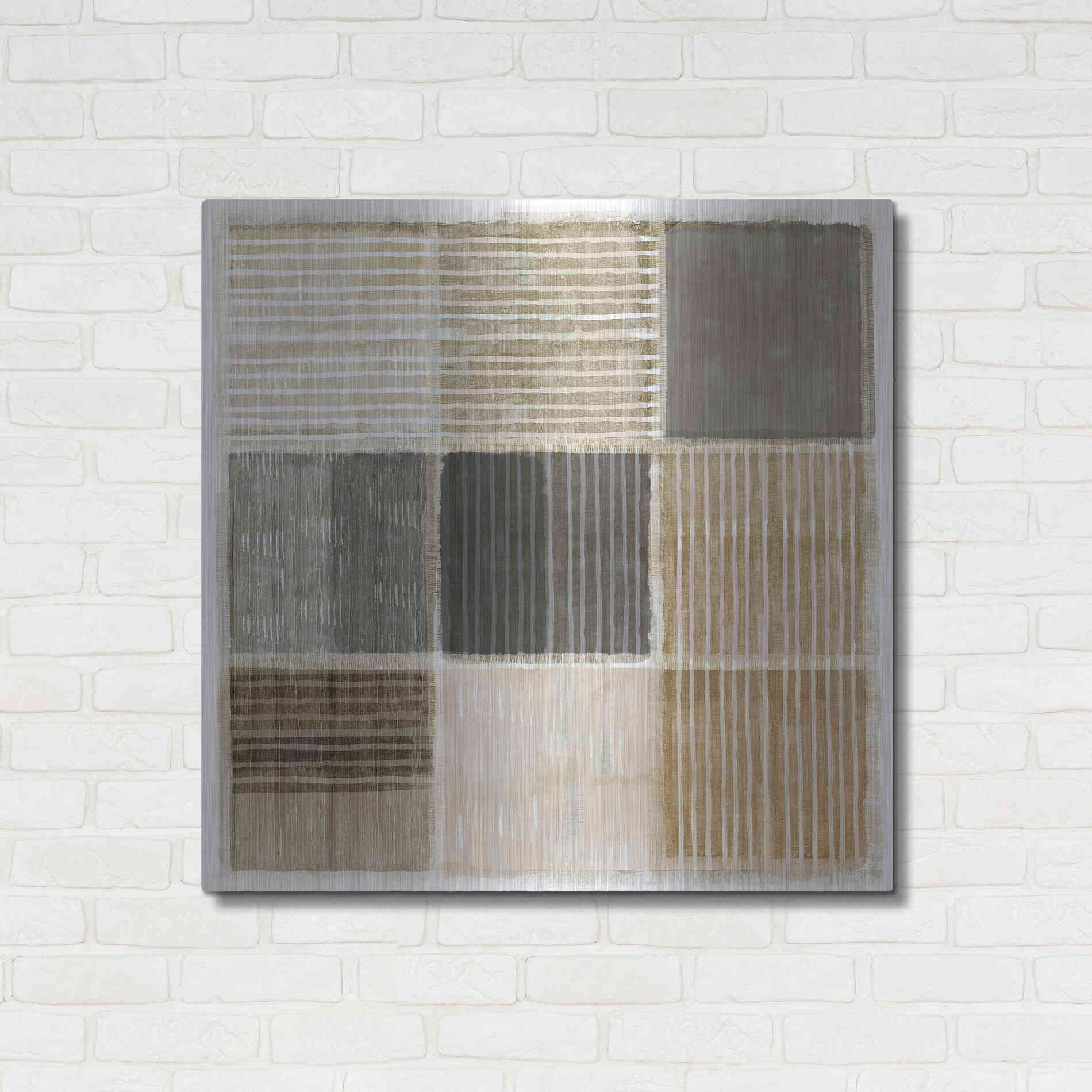Luxe Metal Art 'Natural Patchwork II' by Flora Kouta Metal Wall Art,36x36
