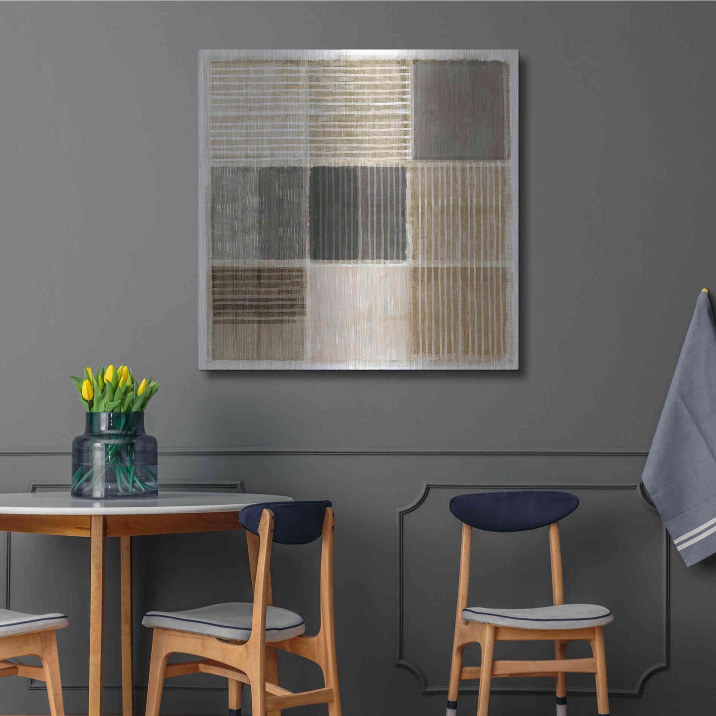 Luxe Metal Art 'Natural Patchwork II' by Flora Kouta Metal Wall Art,36x36