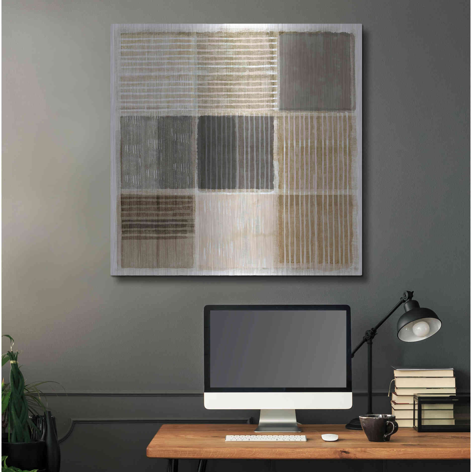 Luxe Metal Art 'Natural Patchwork II' by Flora Kouta Metal Wall Art,36x36