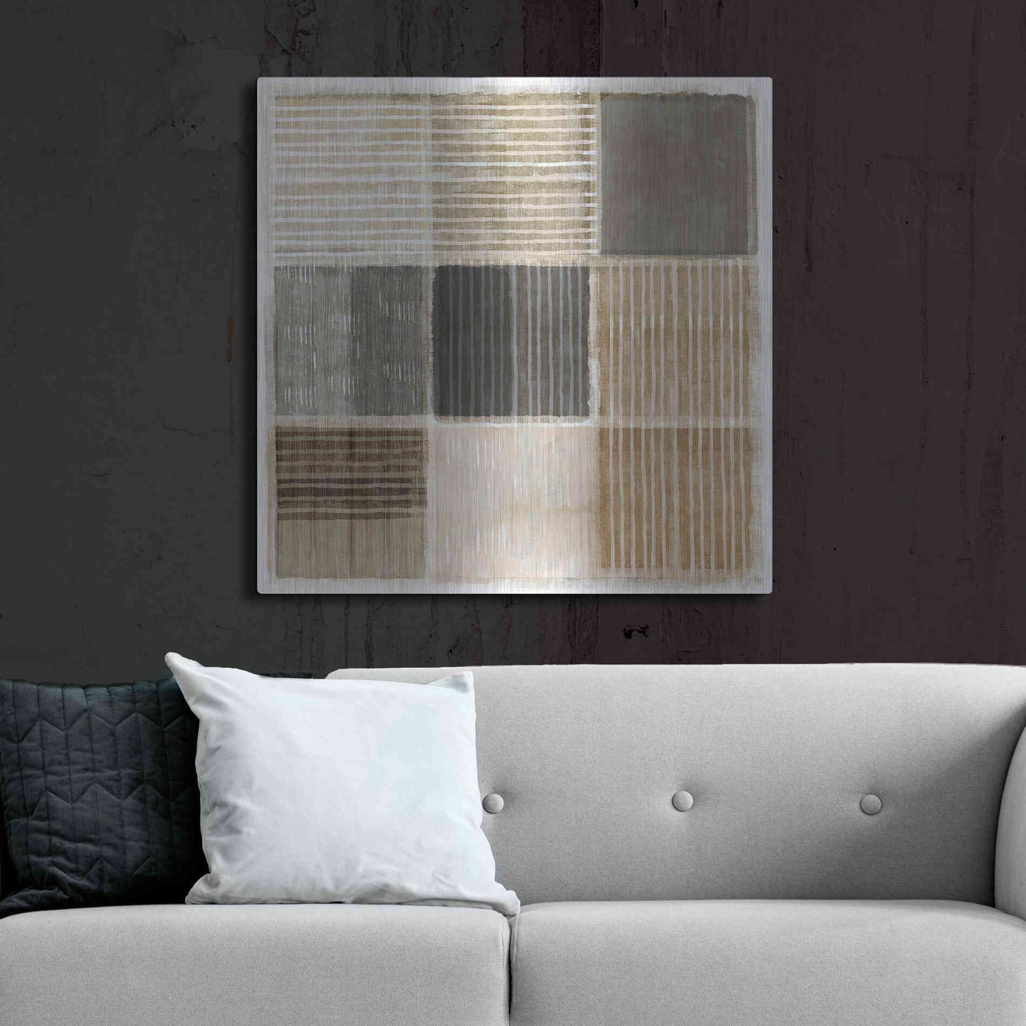 Luxe Metal Art 'Natural Patchwork II' by Flora Kouta Metal Wall Art,36x36