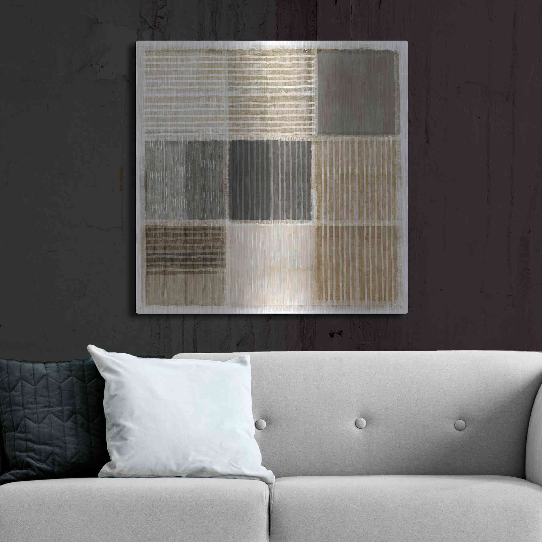 Luxe Metal Art 'Natural Patchwork II' by Flora Kouta Metal Wall Art,36x36