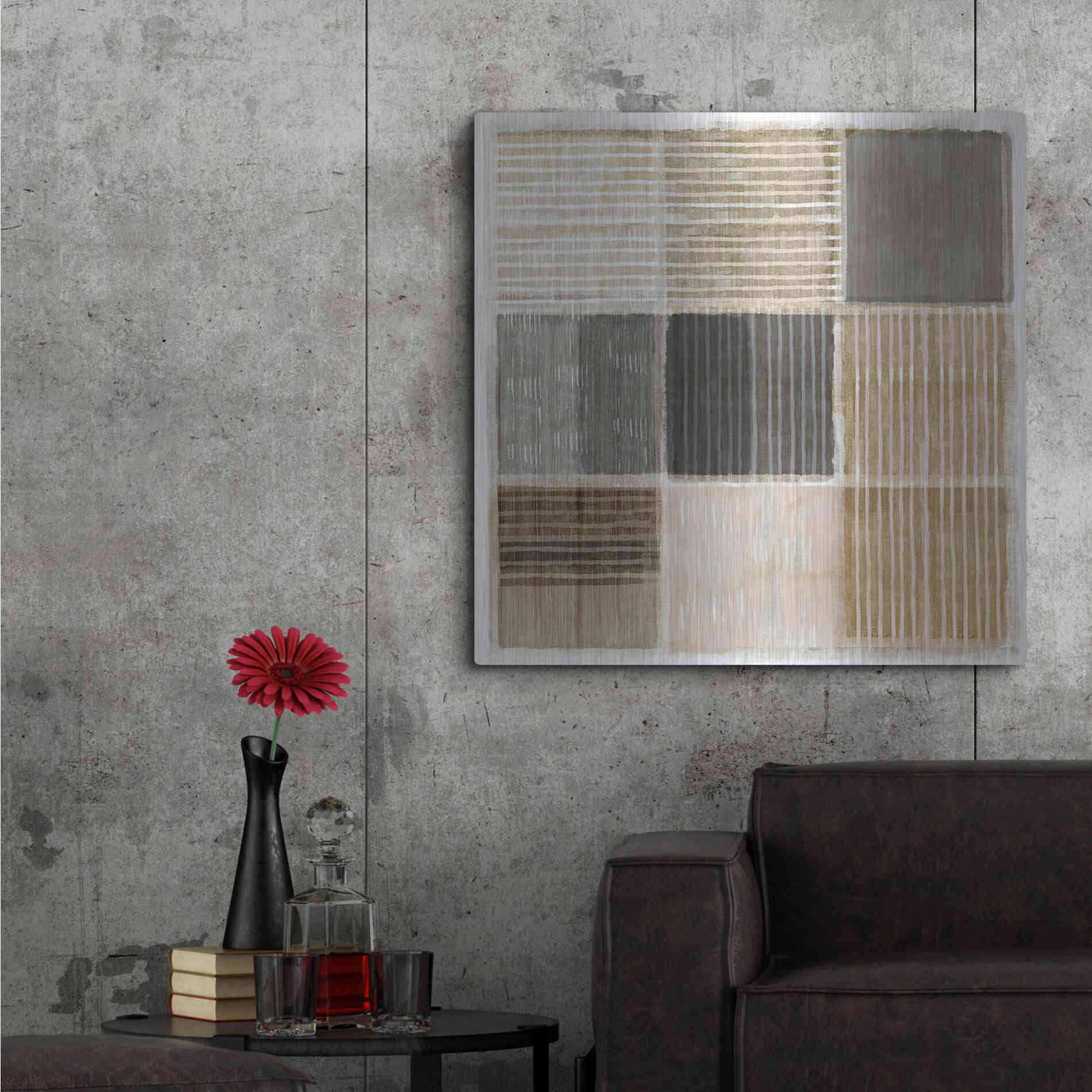 Luxe Metal Art 'Natural Patchwork II' by Flora Kouta Metal Wall Art,36x36